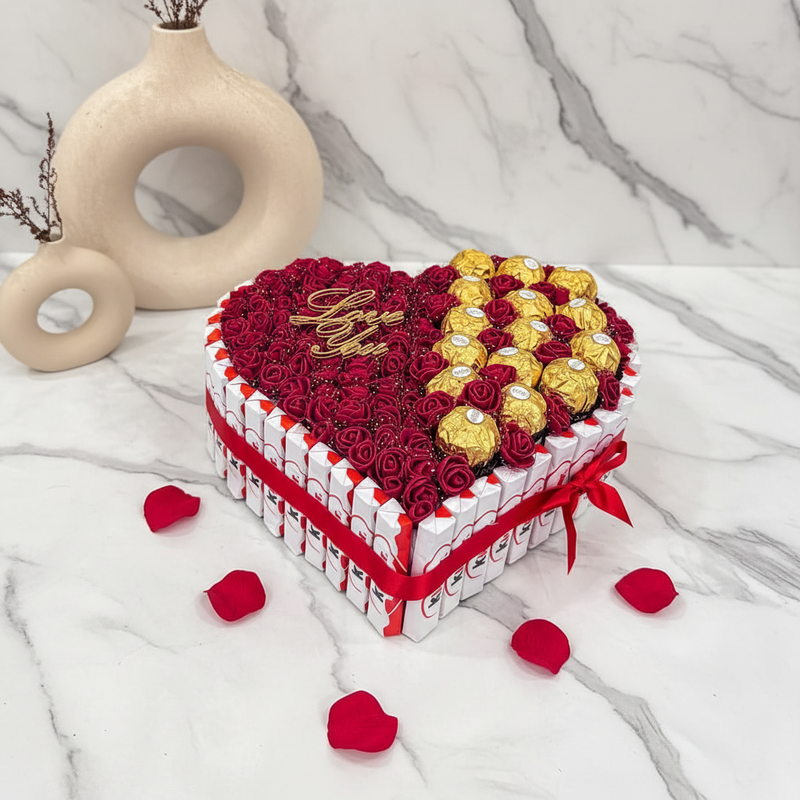 Chokladhjärta med marmorbakgrund