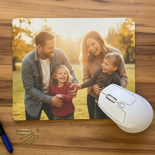 Musmatta med familjefoto