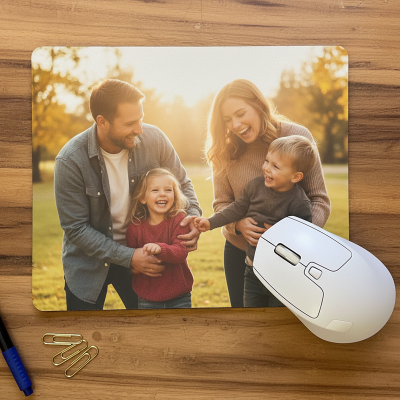 Musmatta med familjefoto