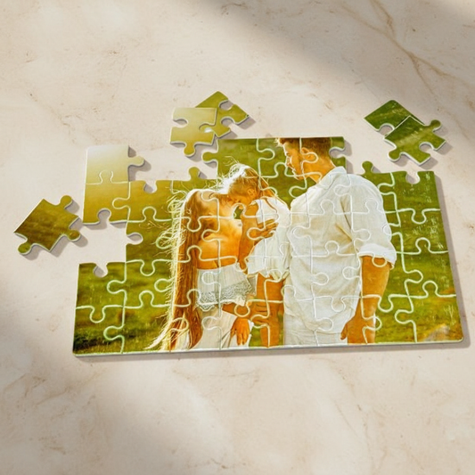 Personligt Pussel på ljus beige marmor