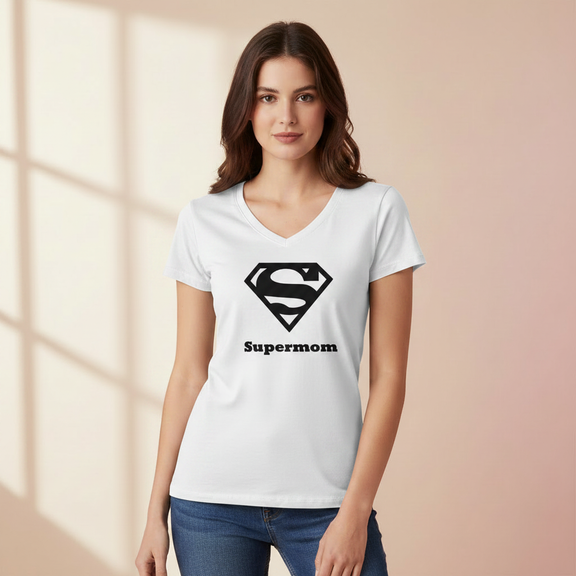 Supermom – vit t-shirt samma design