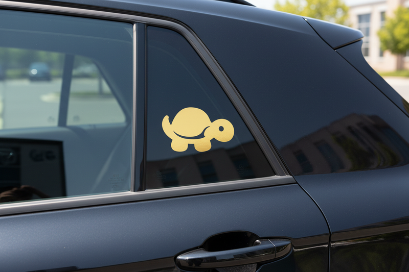 Turtle guld dekal på svart SUV