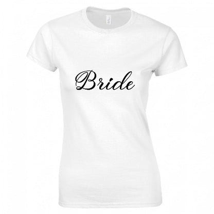 "Bride" Möhippa T-Shirt, Eleganta Kläder för Möhippa, Komfortabel Bröllopsförberedelsekläder, Stilfulla Festkläder för Bröllop