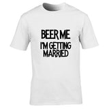 "Beer Me, I'm Getting Married" T-Shirt, Svensexa T-Shirt för Brudgummen, Festlig Herr T-Shirt, Humoristisk Bröllopsklädsel för Herrar