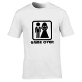 "Game Over" Brudgum T-Shirt, Roliga Svensexa T-Shirts, Brudgumsmode för Svensexa, Bekväm Bomulls T-Shirt för Herrar