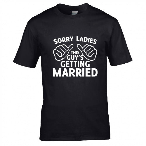 "Sorry Ladies, This Man Is Getting Married" T-Shirt, Svensexa Festkläder, Rolig Herr T-Shirt för Svensexa