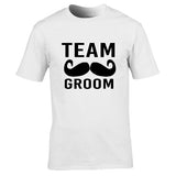 "Team Groom" T-Shirt, Svensexa Mustasch T-Shirt, Herr T-Shirt i Bomull, Gruppkläder för Svensexa
